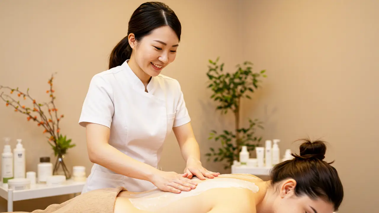 Woman Getting a Deep Cleansing Back Facial Woman Getting a Deep Cleansing Back Facial