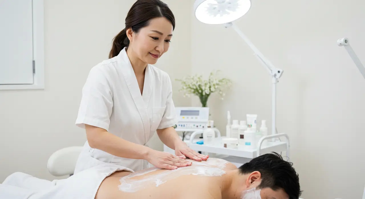 Man Getting a Back Facial