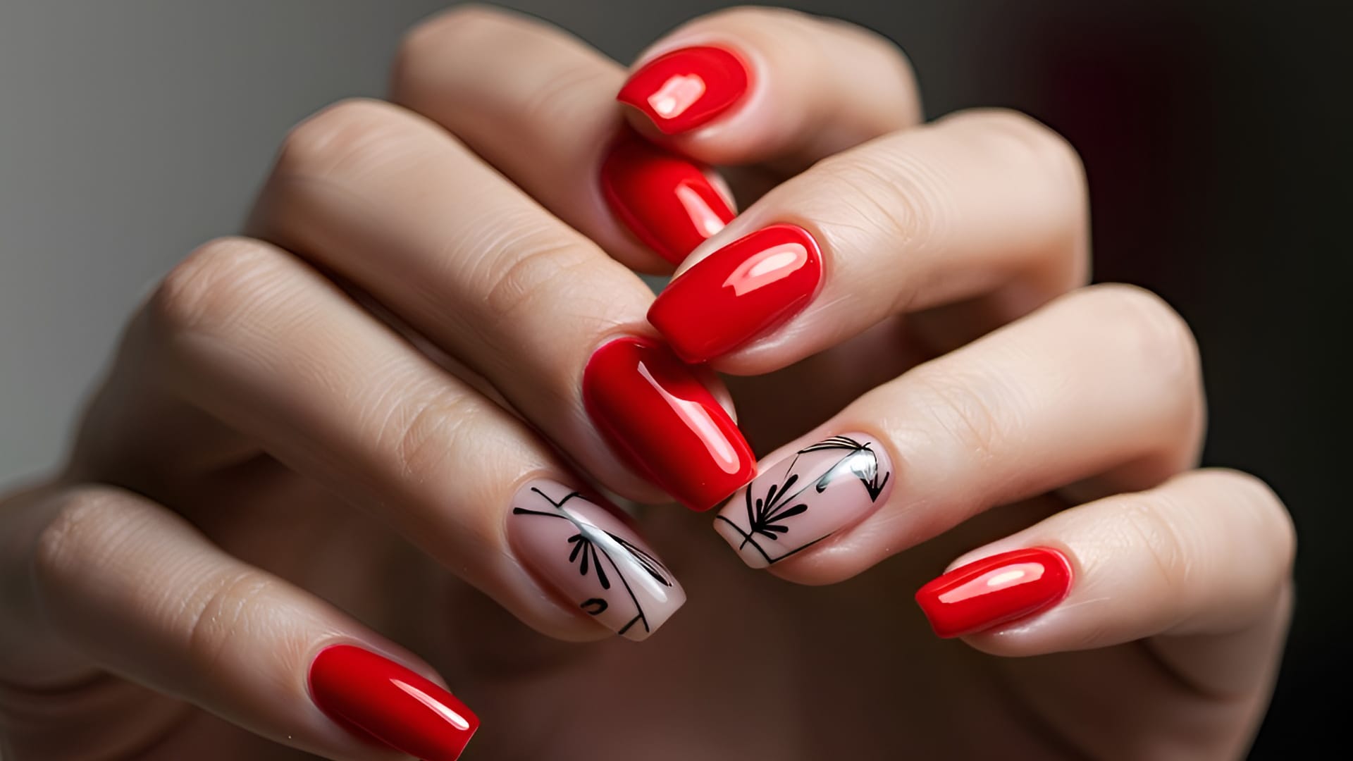 Red Nails and Nail Art Manicure Red Nails and Nail Art Manicure