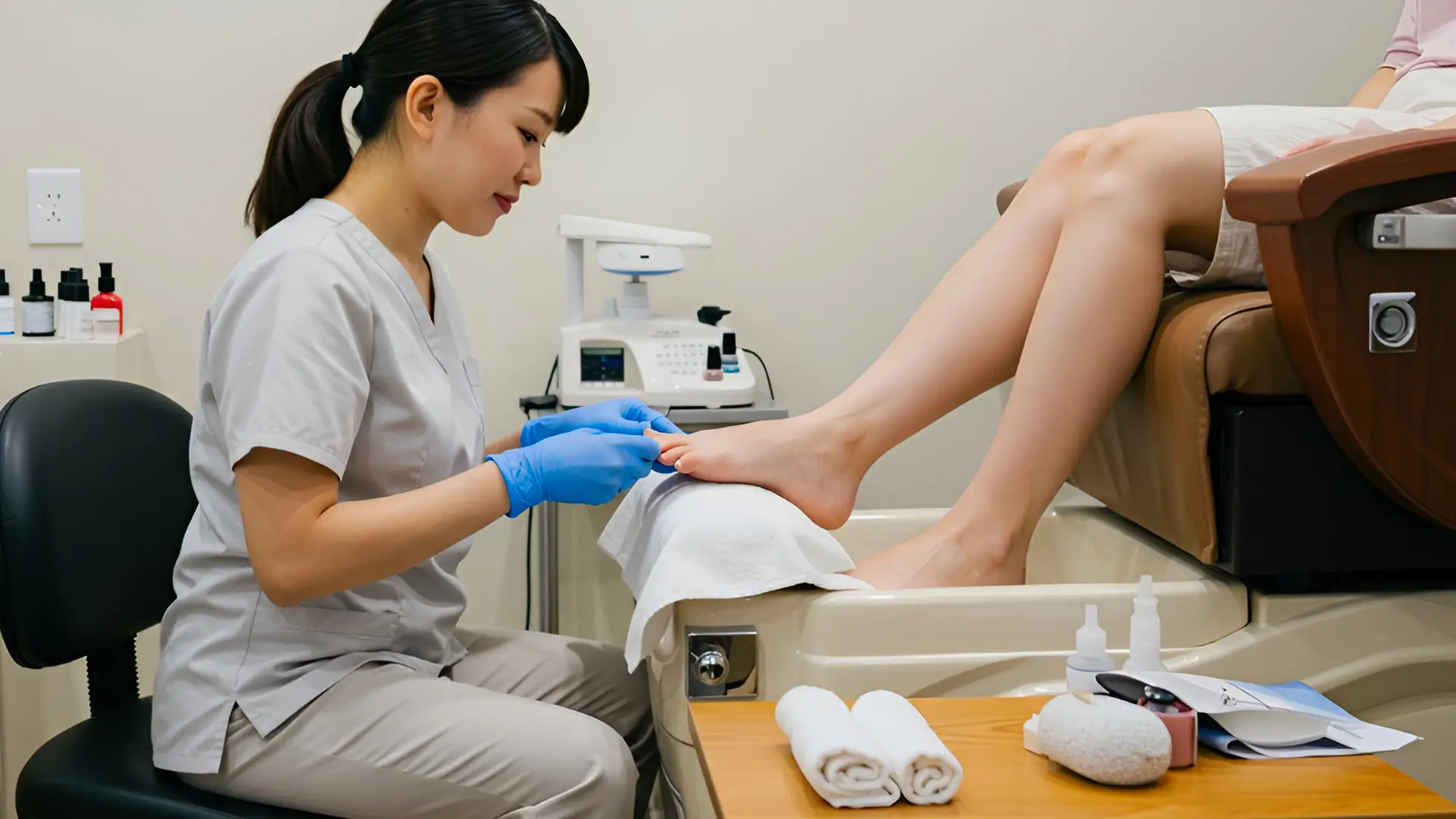 Nail Tech Providing a Professional Pedicure