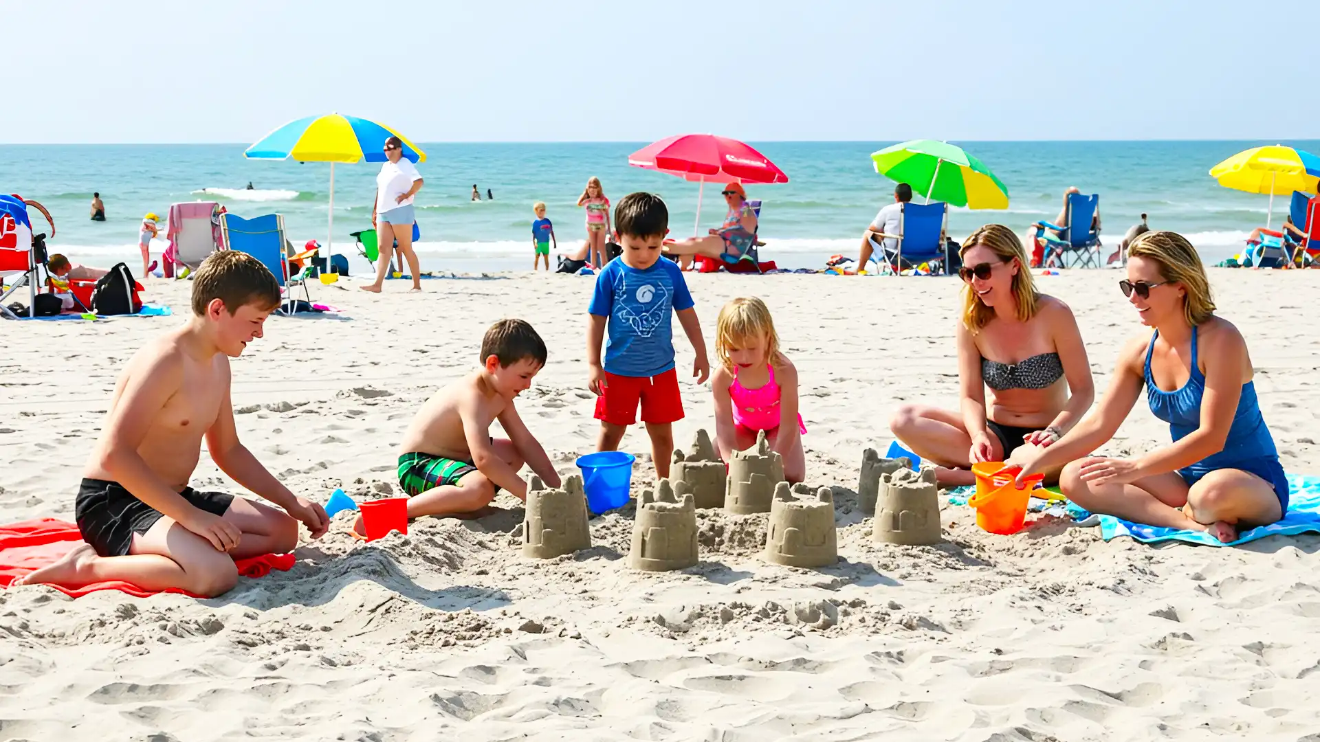 Kids Building Sandcastles at Cocoa Beach Kids Building Sandcastles at Cocoa Beach