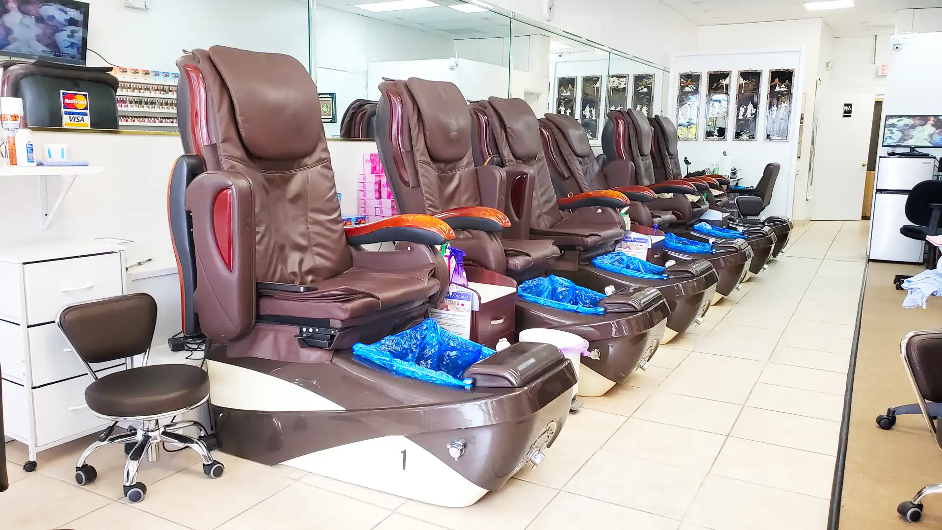 Six Pedicure Chairs at VIP Nails & Facials Six Pedicure Chairs at VIP Nails & Facials